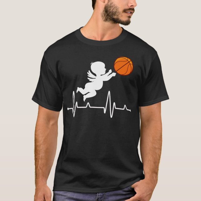 Valentines Shirt, Cupid Heart Basketball Hoops T-Shirt (Front)