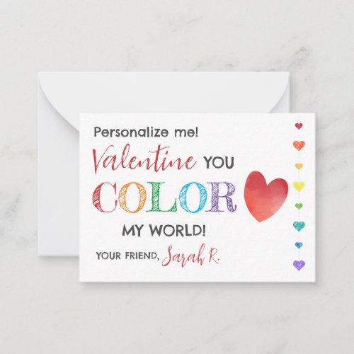 Valentines Shuttle Pen Color My World Class Card