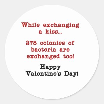 Valentine's Sick Kiss Classic Round Sticker by valentines_store at Zazzle