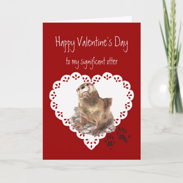 Valentines Significant Otter Animal Humor Holiday Card (Front)