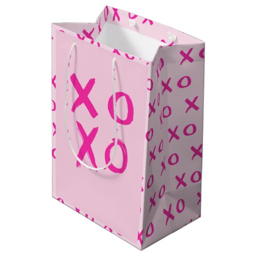 Valentines Simple Modern XOXO Pink Medium Gift Bag