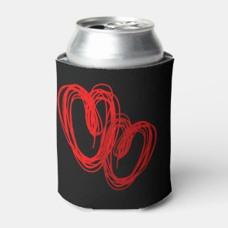 Valentine's Sketched Hearts BLK - Customize Can Cooler