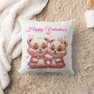 Valentine's Special Bear Pillow, Home Décor Throw Pillow