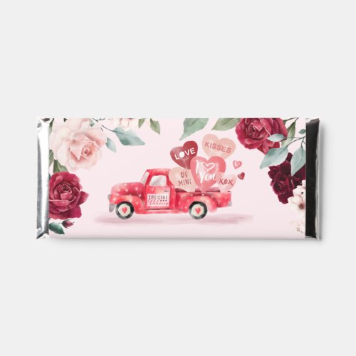 Valentines Special Delivery Red Watercolor Truck Hershey Bar Favors