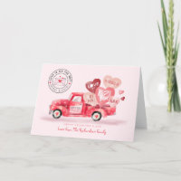 Valentine's Special Delivery Red Watercolor Truck Holiday Card