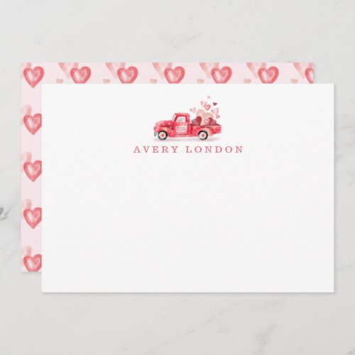 Valentines Special Delivery Red Watercolor Truck Note Card