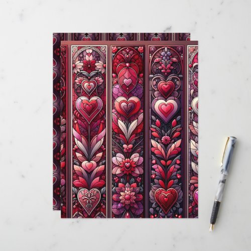 Valentines Stained Glass Scrapbook Paper