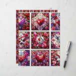 Valentines Stained Glass Scrapbook Paper