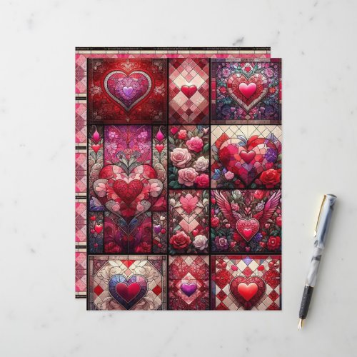 Valentines Stained Glass Scrapbook Paper