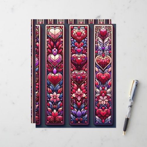 Valentines Stained Glass Scrapbook Paper