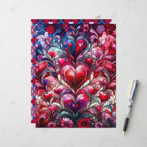 Valentines Stained Glass Scrapbook Paper