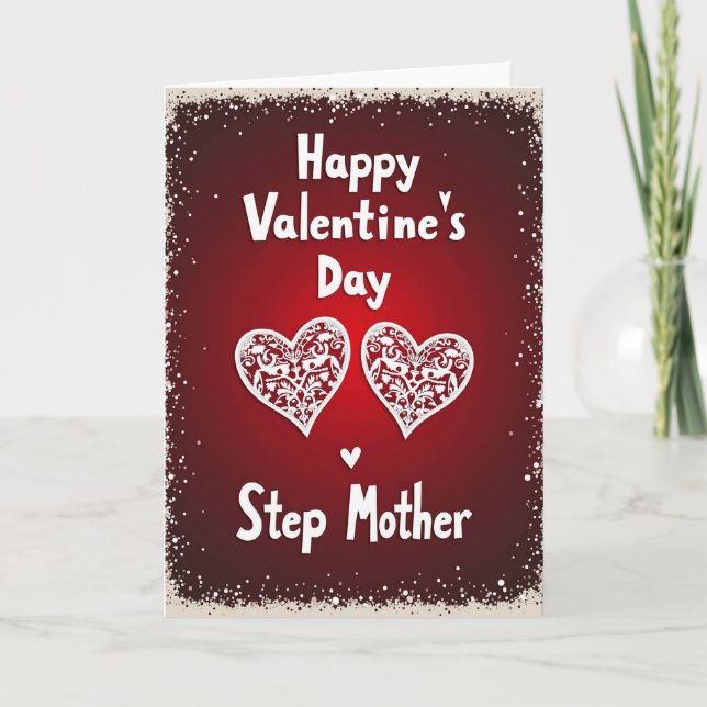 Valentines Step Mother Filigree Card (Front)