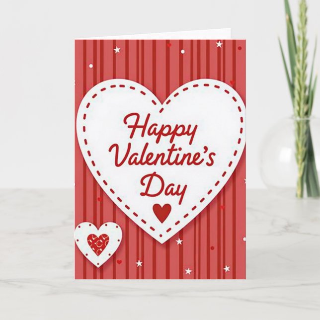 Valentines Striped Stitched Card (Front)