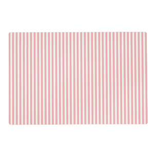 Valentines Stripes in Blush Pink and White Placemat