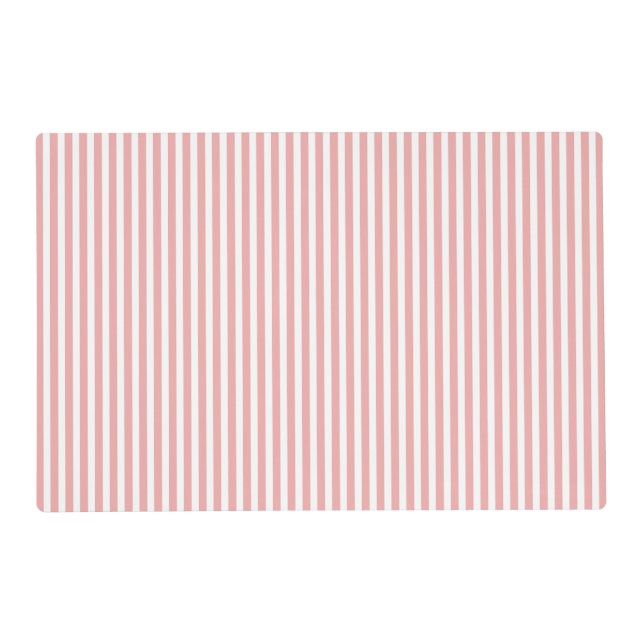 Valentines Stripes in Blush Pink and White Placemat (Front)