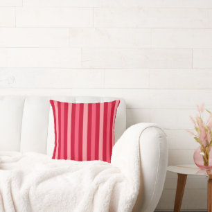 Valentines Stripes of Red and Pink Throw Pillow