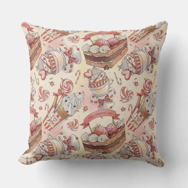 Valentines Sweet Shop Throw Pillow (Front)