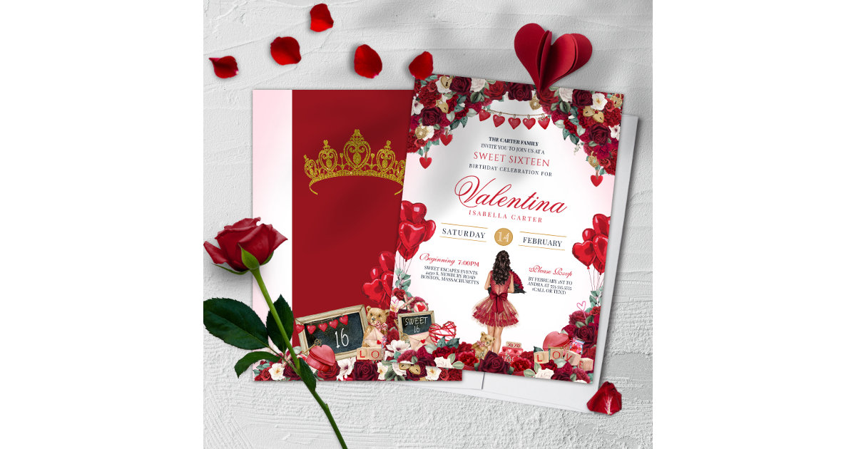 Valentine's Sweet Sixteen Birthday Party Invitation | Zazzle