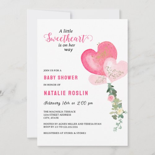 Valentines Sweetheart Baby Shower Invitation