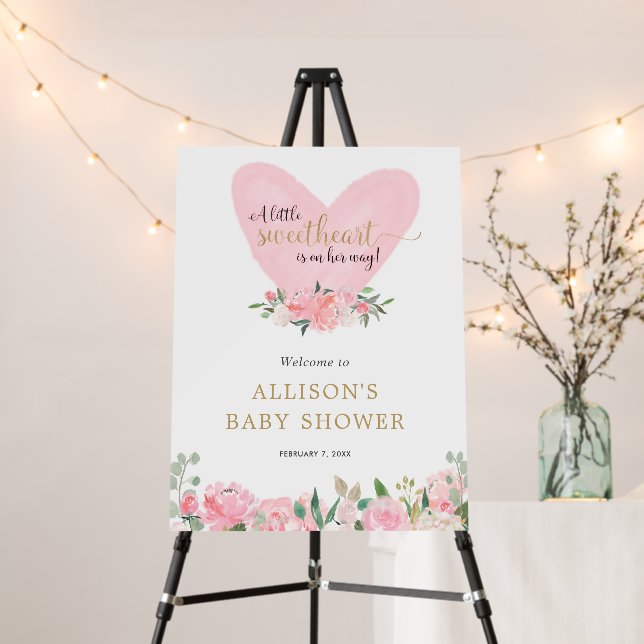 Valentines sweetheart baby shower welcome sign (In Situ (Stand))