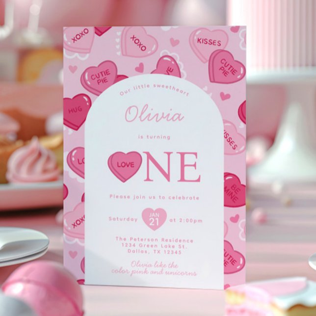 Valentines Sweetheart Candy Birthday Party Invitation (Creator Uploaded)