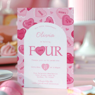 Valentines Sweetheart Candy Birthday Party Invitation