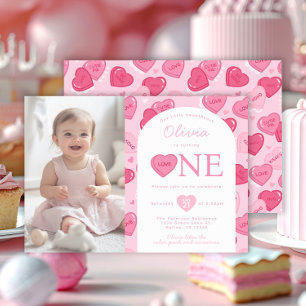 Valentines Sweetheart Candy Birthday Party Invitation