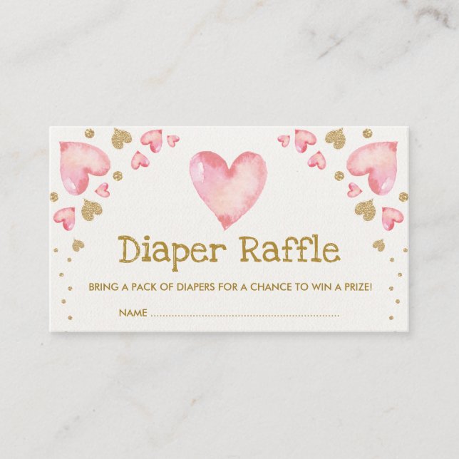 Valentines Sweetheart Diaper Raffle Pink Gold Enclosure Card (Front)
