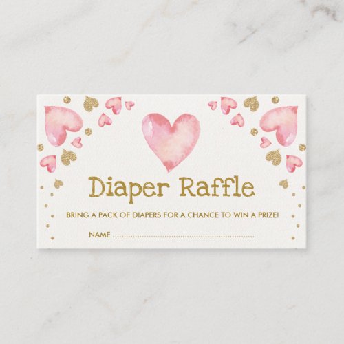 Valentines Sweetheart Diaper Raffle Pink Gold Enclosure Card