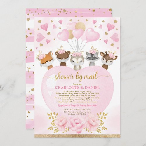Valentines Sweetheart Woodland Baby Shower By Mail Invitation