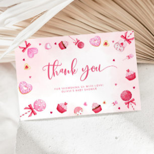 Valentines sweets pink sweetheart thank you card