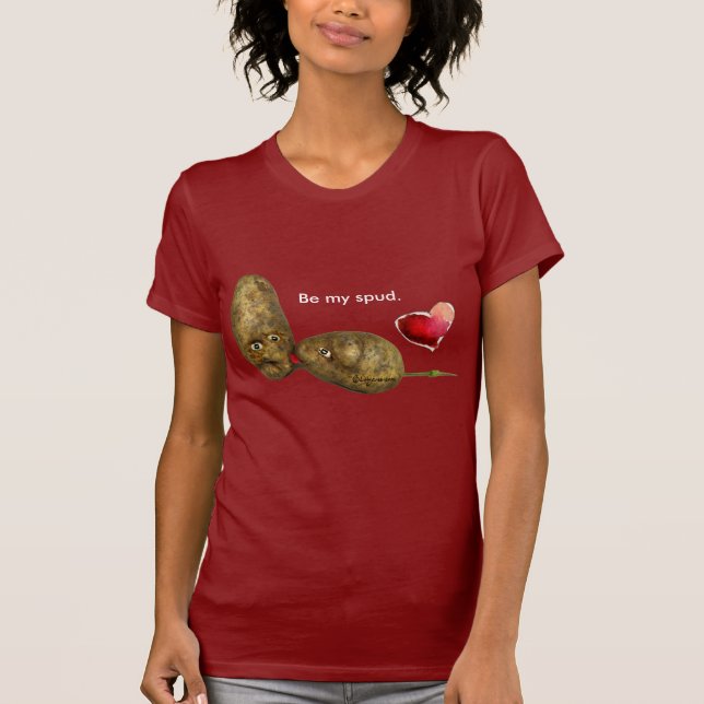 Valentines T-shirt Cute Potato Kissing Spuds (Front)