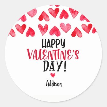 Valentine's Tag  Modern Valentine's Day Favor Classic Round Sticker by MakinMemoriesonPaper at Zazzle