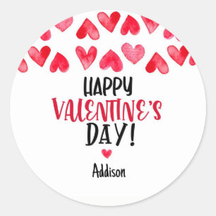 Valentine's Tag, Modern Valentine's Day Favor Classic Round Sticker