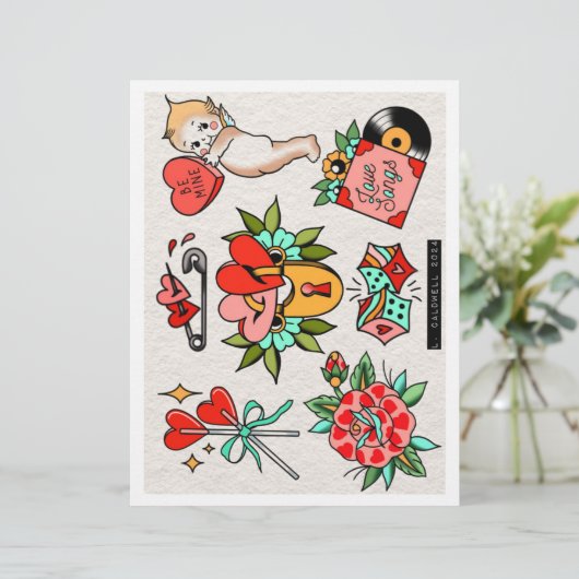 Valentines Tattoo Flash (Standing Front)