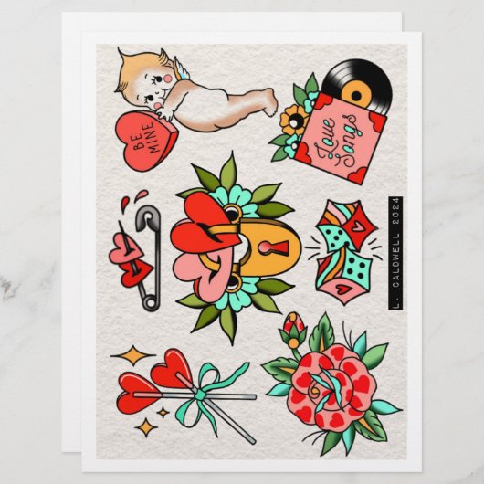 Valentines Tattoo Flash (Front/Back)