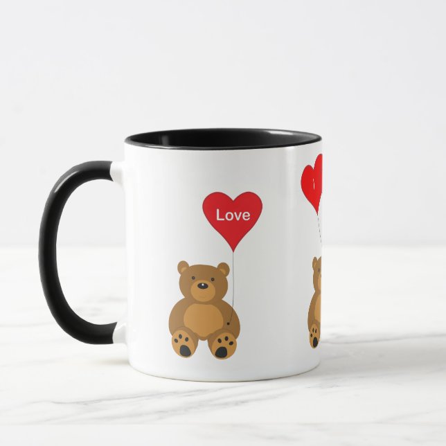 Valentines Teddy and Balloons Love Mug (Left)