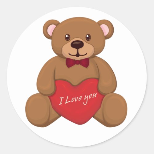 Valentines Teddy Bear Classic Round Sticker