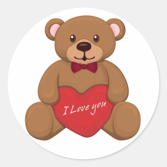 Valentines' Teddy Bear Classic Round Sticker (Front)