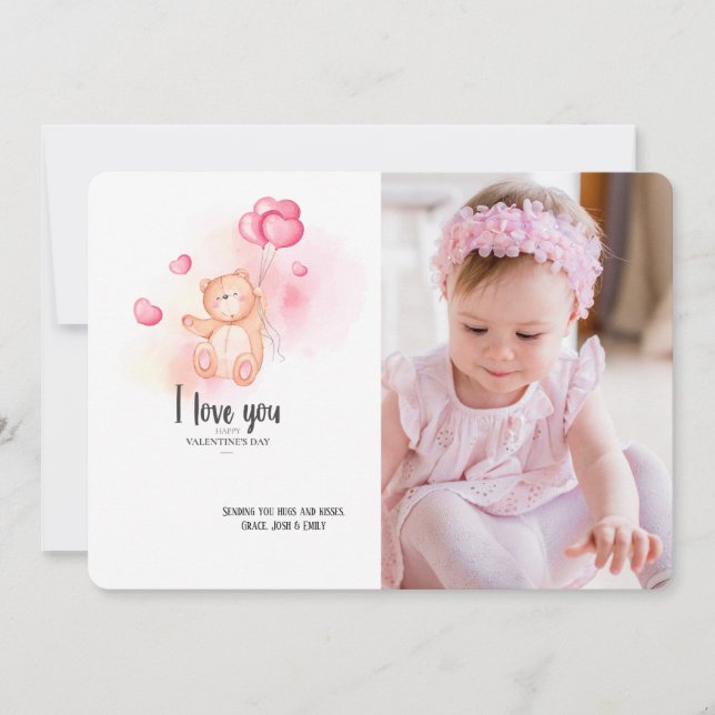 Valentine's Teddy Bear Photo Card (Front)