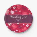 Valentines Thanking God for you hearts Paper Plates