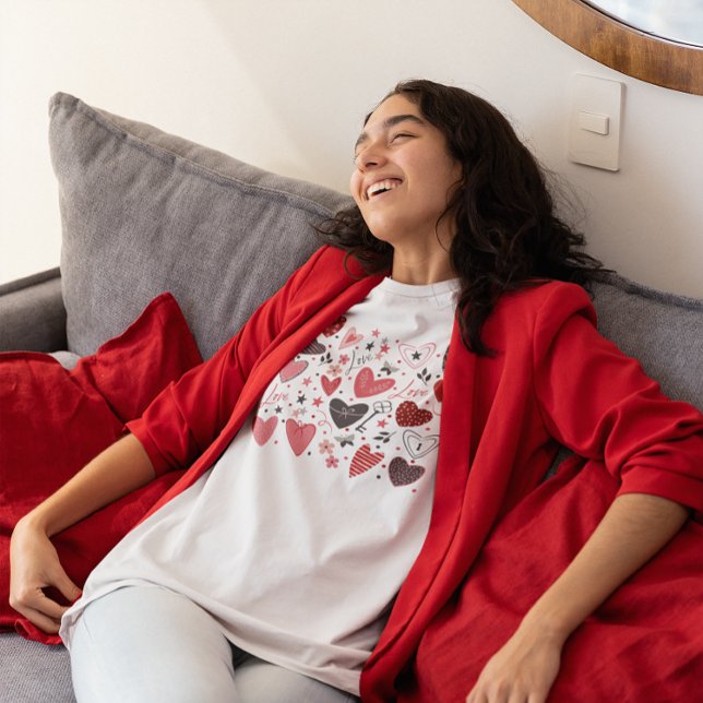 Valentines Theme Red Hearts Tri-Blend Shirt (Creator Uploaded)