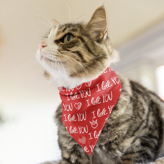 Valentine's theme Red White I love You Pattern Bandana (Creator Uploaded)