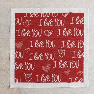 Valentine's theme Red White I love You Pattern Napkins
