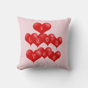 Valentine's Throw Pillow – Red Hearts & Roses