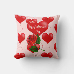 Valentine's Throw Pillow – Red Hearts & Roses