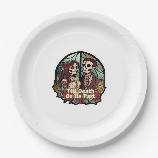 Valentines Till Death Do Us Part Classic Look Paper Plates (Front)