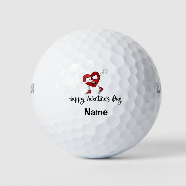 Valentine's  to golfer LOVE Dabbing Red Heart  Golf Balls (Front)