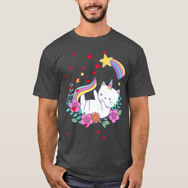 Valentines Unicorn Cat Kittycorn T-Shirt (Front)