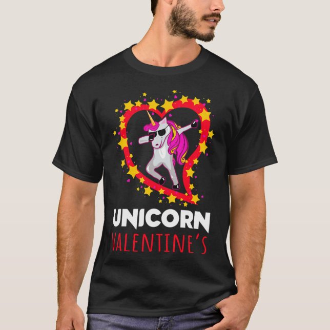 valentines unicorn valentines day unicorn funny un T-Shirt (Front)